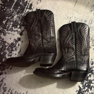 Dan Post Black Vintage Teju Leather Boots with Red Stitching size 11D